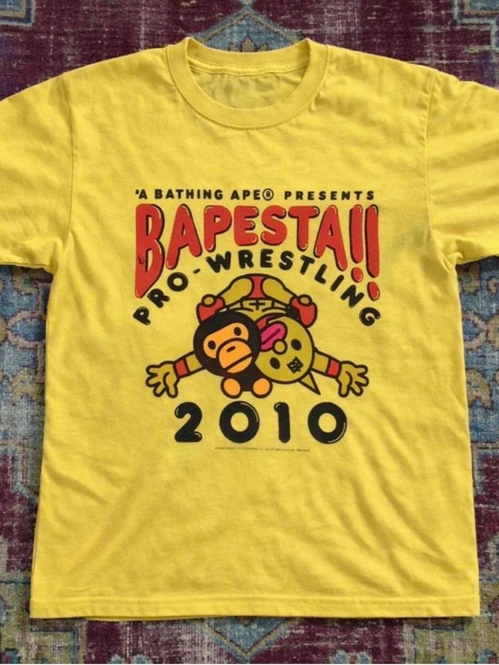 Gildan Yellow BAPESTA Pro-Wrestling 2010 Graphic Tee